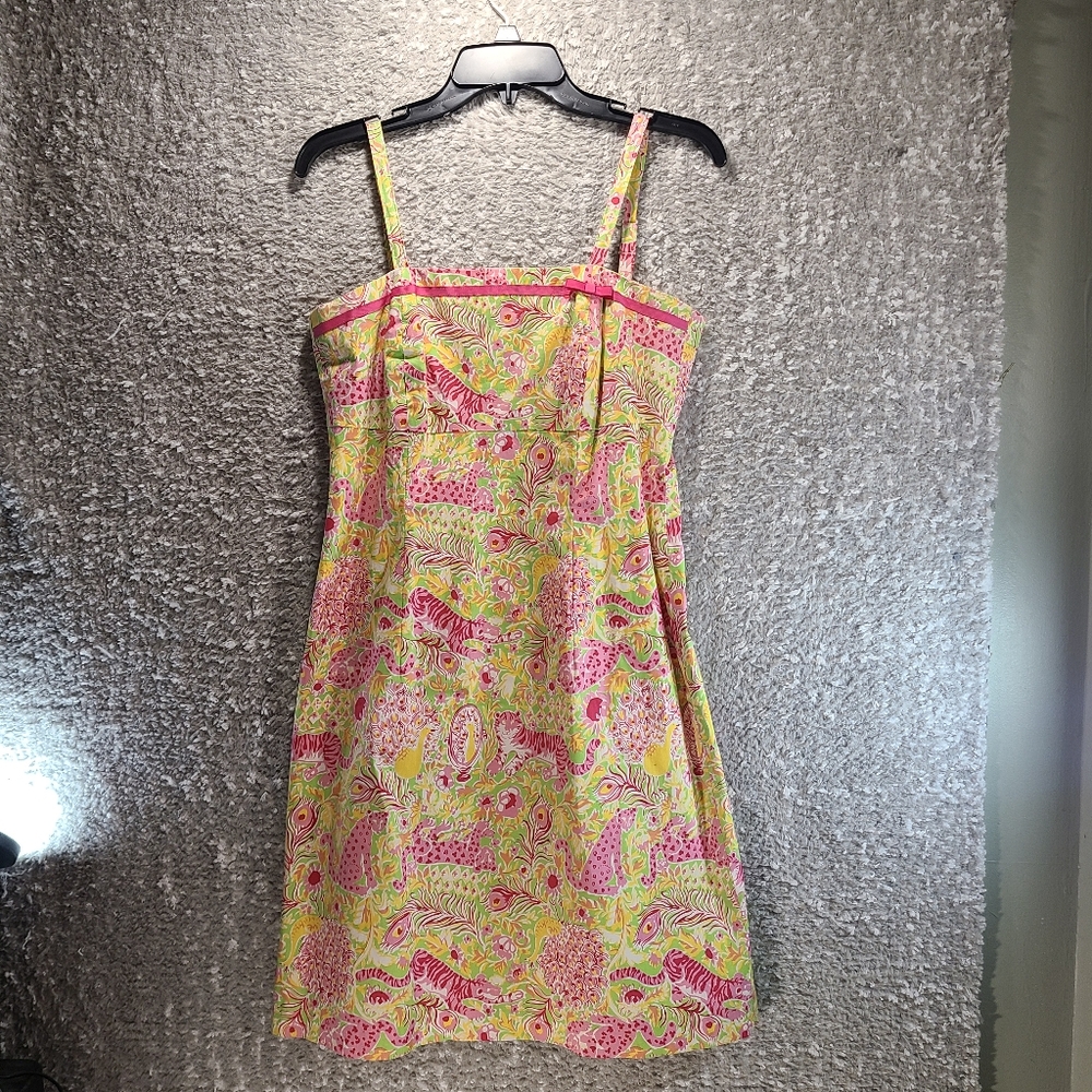 Key West Floral Safari Print Sundress Size 8 Cotton Adjustable Straps Lined